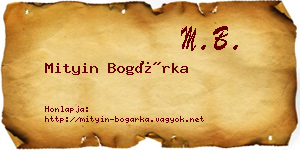 Mityin Bogárka névjegykártya